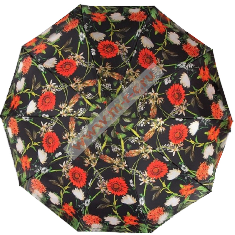 8203 зонт автомат узоры и цветы атлас черный/красный sponsa германия/prc