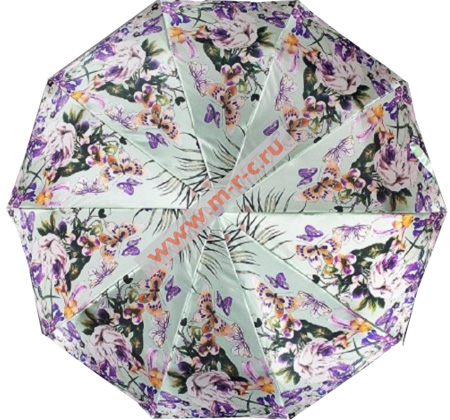 8203 зонт автомат узоры и цветы атлас салатовый/фиолетовый sponsa германия/prc