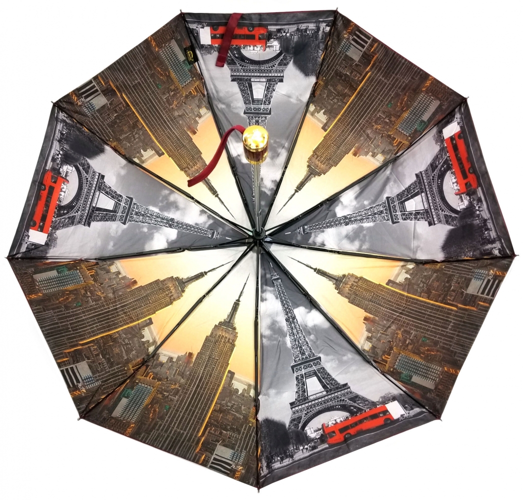sh6822 зонт автомат города 2-х цветный бордо shine england/prc