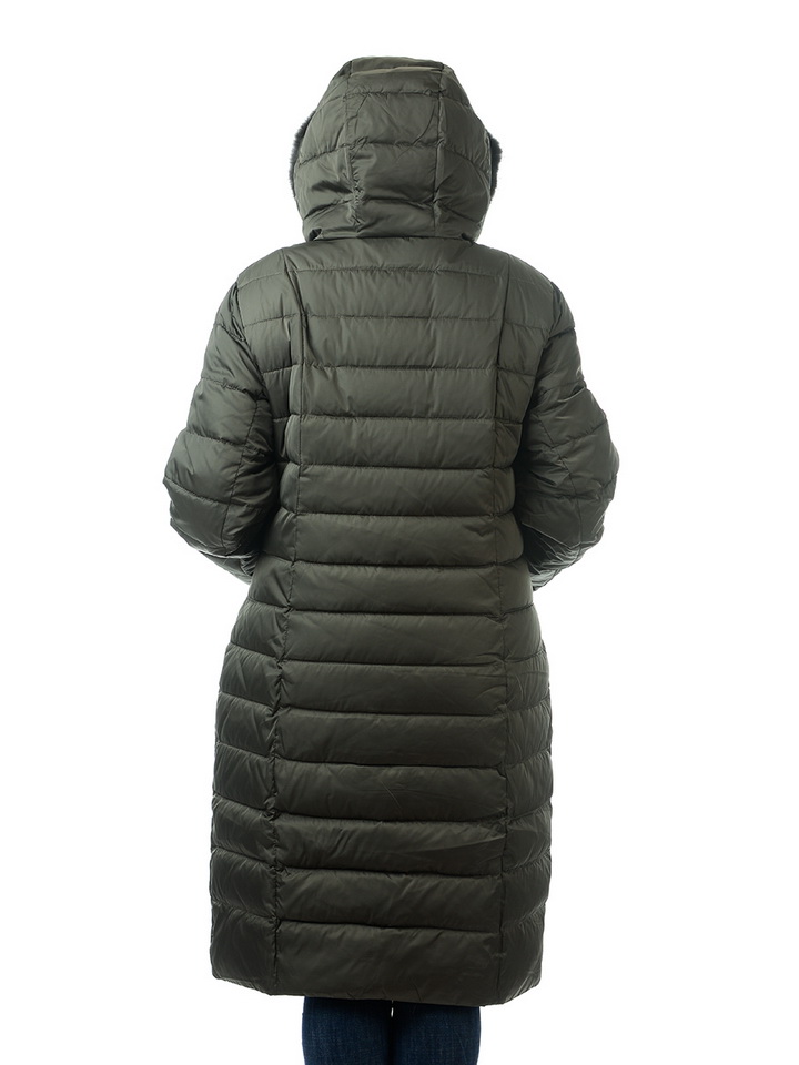 женское пальто большой размер на холлофайбере / мех норка