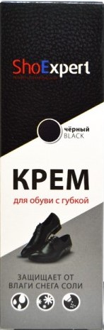 shoexpert крем-туба с губкой черный 75 мл россия