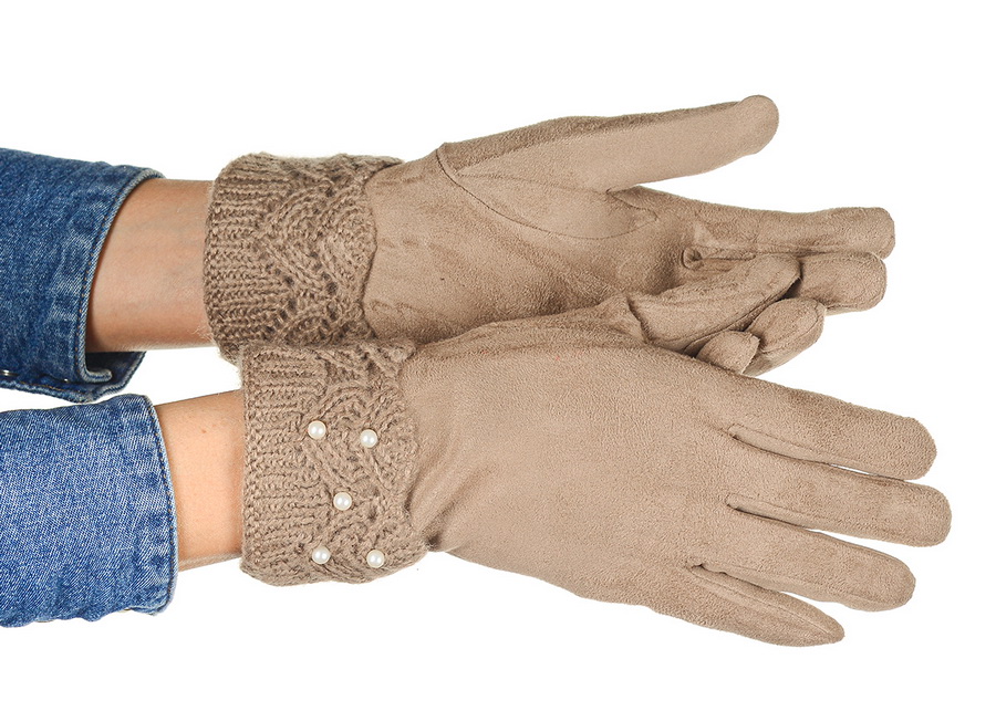 женские перчатки трикотажные утеплённые на флисе qy