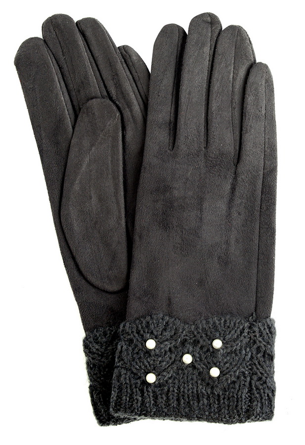 женские перчатки трикотажные утеплённые на флисе qy