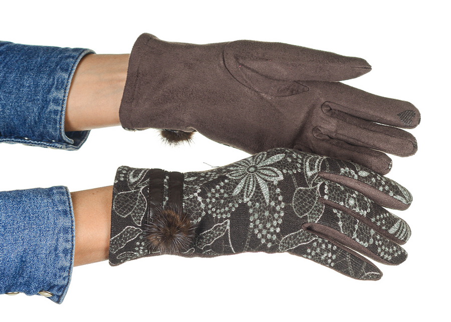женские перчатки с рисунком утеплённые трикотаж / флис