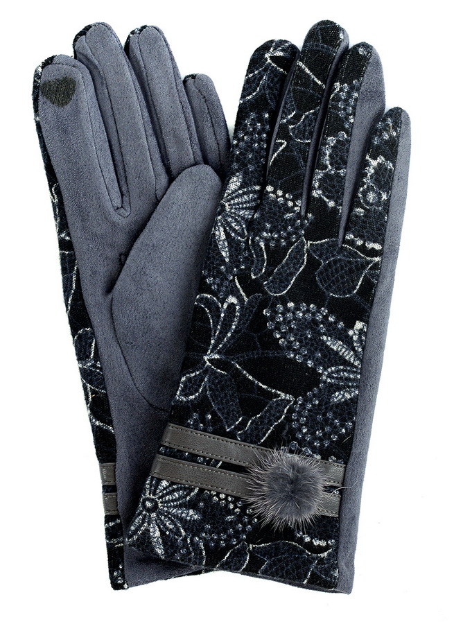женские перчатки с рисунком утеплённые трикотаж / флис 