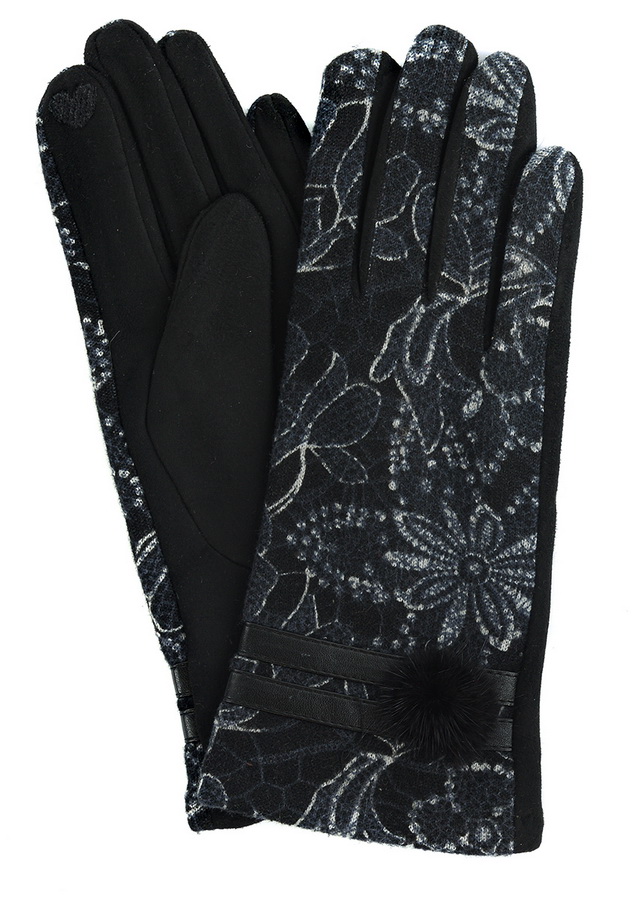 женские перчатки с рисунком утеплённые трикотаж / флис