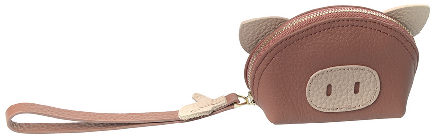 женский кошелек - мини-сумочка для мелочи свинка натуральная кожа тайвань