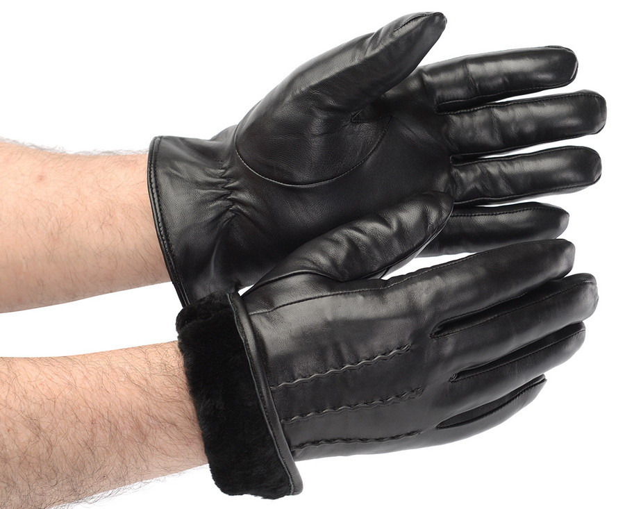 мужские перчатки кожа ягненка / натуральный мех (мутон) dp