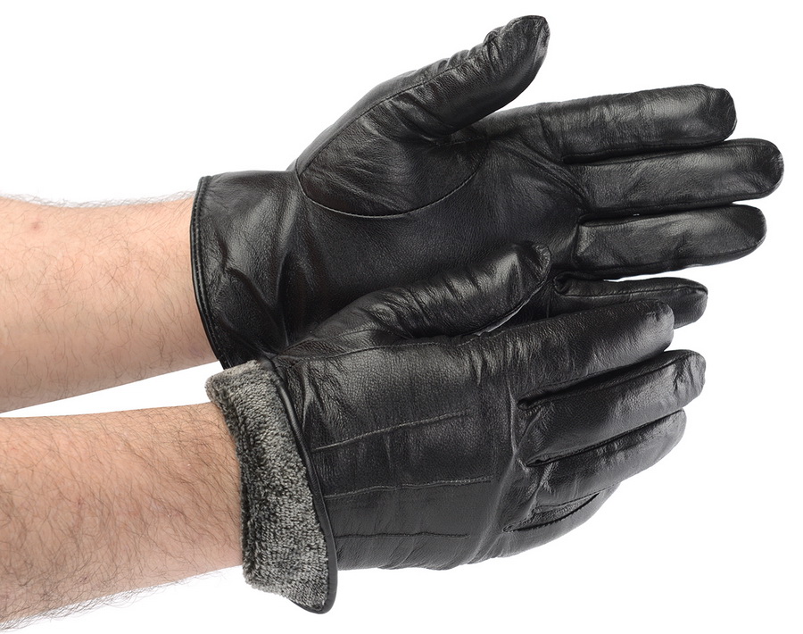 мужские перчатки большой размер кожа оленя / флис romano