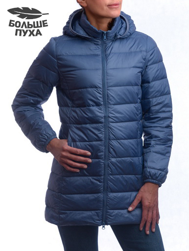 женская ультралёгкая пуховая куртка длинная  l(42)-7xl(56) binifoot/bnf